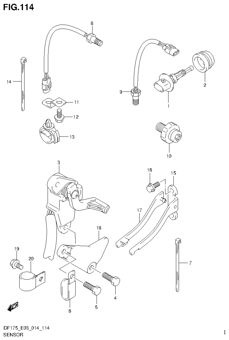 Suzuki DF175ZG SENSOR (DF150Z E03) parts diagram